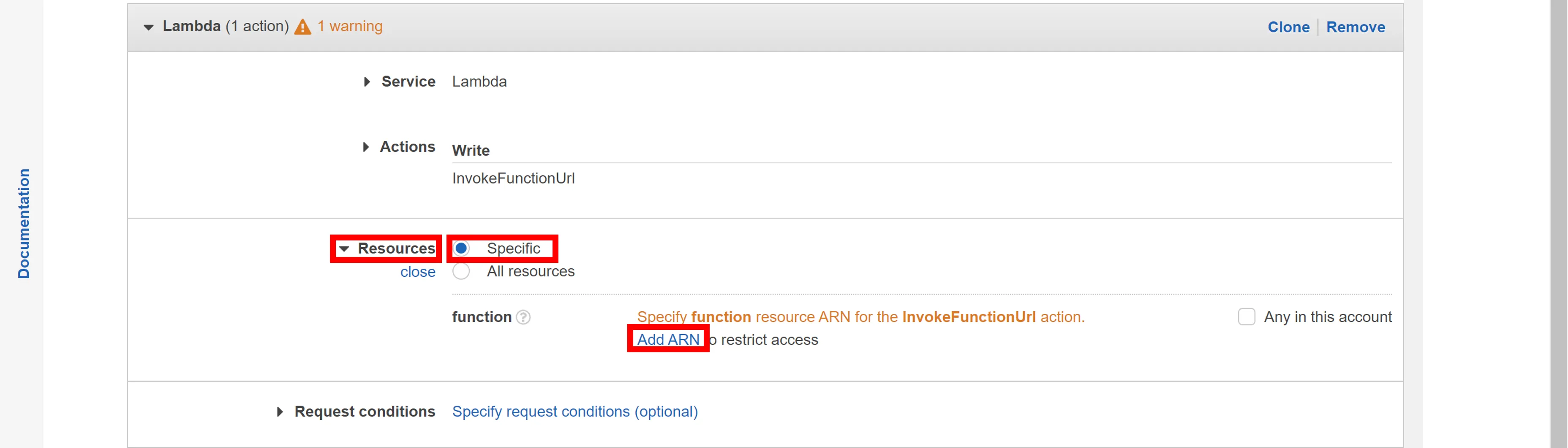 Resources Specific Option